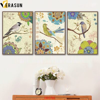 Bộ 3 tranh tráng gương hiện đại, bình hoa trang trí phòng khách, phòng bếp, khách sạn