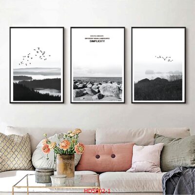 Bộ 3 tranh tráng gương hiện đại, bình hoa trang trí phòng khách, phòng bếp, khách sạn