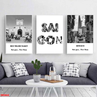 Bộ 3 tranh tráng gương hiện đại, bình hoa trang trí phòng khách, phòng bếp, khách sạn