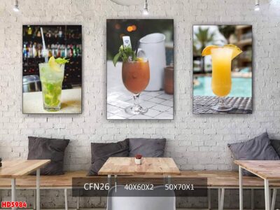 Bộ 3 tranh tráng gương hiện đại, bình hoa trang trí phòng khách, phòng bếp, khách sạn