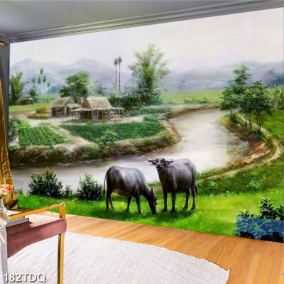 Tranh treo tường phong cảnh đồng quê – làng quê nông thôn Việt Nam