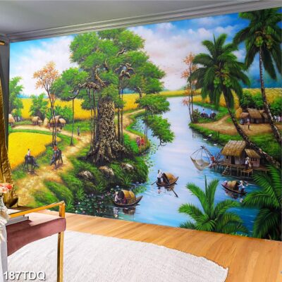 Tranh treo tường phong cảnh đồng quê – làng quê nông thôn Việt Nam