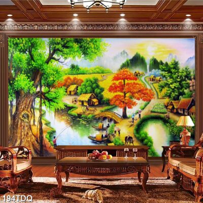 Tranh treo tường phong cảnh đồng quê – làng quê nông thôn Việt Nam