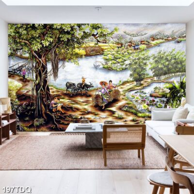 Tranh treo tường phong cảnh đồng quê – làng quê nông thôn Việt Nam