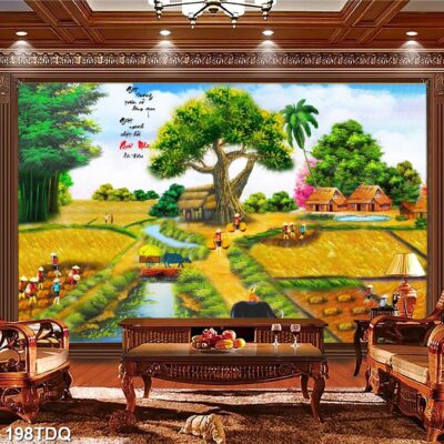 Tranh treo tường phong cảnh đồng quê – làng quê nông thôn Việt Nam