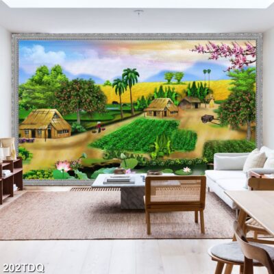 Tranh treo tường phong cảnh đồng quê – làng quê nông thôn Việt Nam