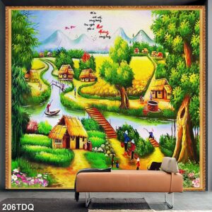 Tranh treo tường phong cảnh đồng quê – làng quê nông thôn Việt Nam
