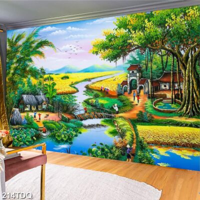 Tranh treo tường phong cảnh đồng quê – làng quê nông thôn Việt Nam