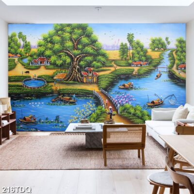 Tranh treo tường phong cảnh đồng quê – làng quê nông thôn Việt Nam