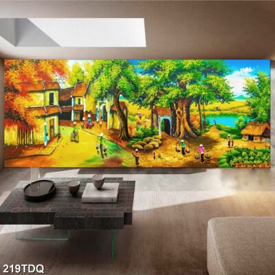 Tranh treo tường phong cảnh đồng quê – làng quê nông thôn Việt Nam