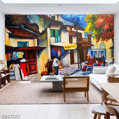 Tranh treo tường phong cảnh đồng quê – làng quê nông thôn Việt Nam