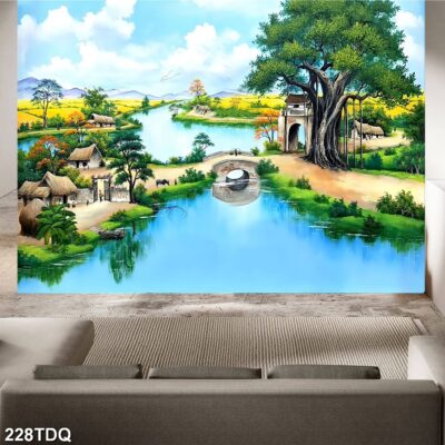 Tranh treo tường phong cảnh đồng quê – làng quê nông thôn Việt Nam