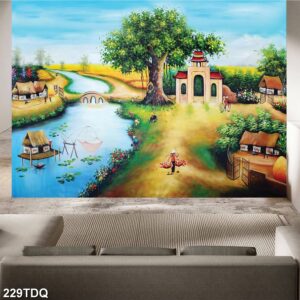 Tranh treo tường phong cảnh đồng quê – làng quê nông thôn Việt Nam