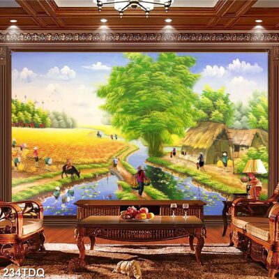Tranh treo tường phong cảnh đồng quê – làng quê nông thôn Việt Nam