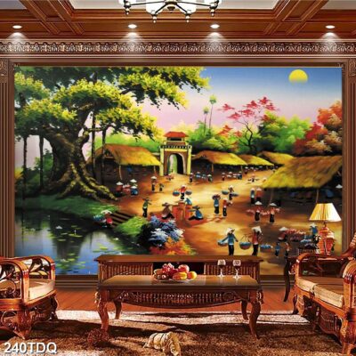 Tranh treo tường phong cảnh đồng quê – làng quê nông thôn Việt Nam