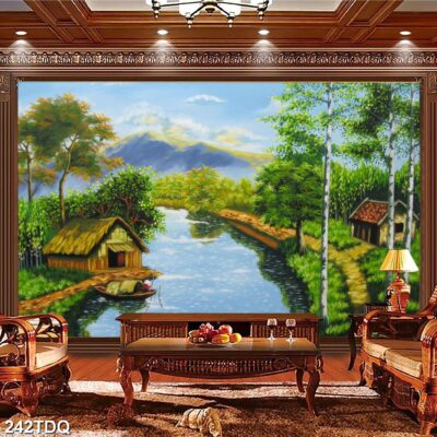 Tranh treo tường phong cảnh đồng quê – làng quê nông thôn Việt Nam