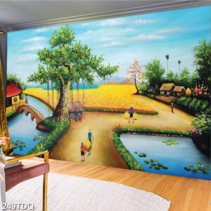 Tranh treo tường phong cảnh đồng quê – làng quê nông thôn Việt Nam