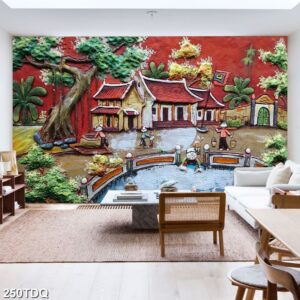 Tranh treo tường phong cảnh đồng quê – làng quê nông thôn Việt Nam