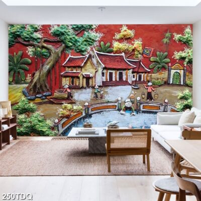 Tranh treo tường phong cảnh đồng quê – làng quê nông thôn Việt Nam