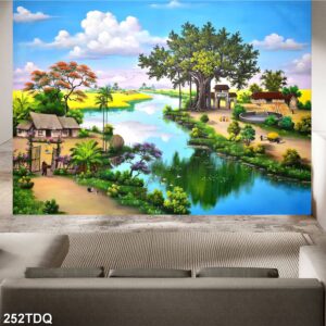 Tranh treo tường phong cảnh đồng quê – làng quê nông thôn Việt Nam