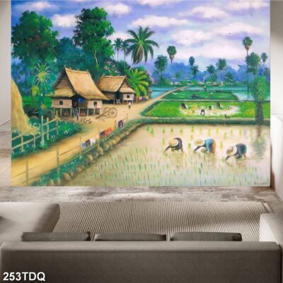 Tranh treo tường phong cảnh đồng quê – làng quê nông thôn Việt Nam