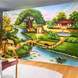 Tranh treo tường phong cảnh đồng quê – làng quê nông thôn Việt Nam