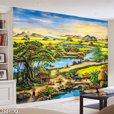 Tranh treo tường phong cảnh đồng quê – làng quê nông thôn Việt Nam