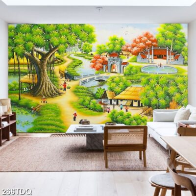 Tranh treo tường phong cảnh đồng quê – làng quê nông thôn Việt Nam