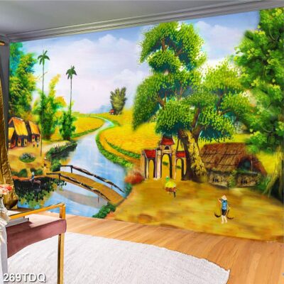 Tranh treo tường phong cảnh đồng quê – làng quê nông thôn Việt Nam