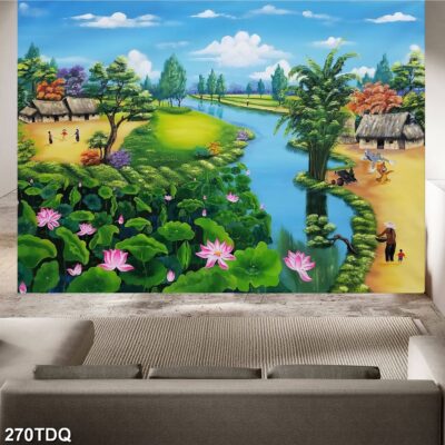 Tranh treo tường phong cảnh đồng quê – làng quê nông thôn Việt Nam