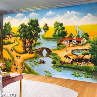 Tranh treo tường phong cảnh đồng quê – làng quê nông thôn Việt Nam
