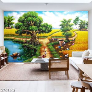Tranh treo tường phong cảnh đồng quê – làng quê nông thôn Việt Nam
