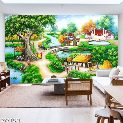 Tranh treo tường phong cảnh đồng quê – làng quê nông thôn Việt Nam