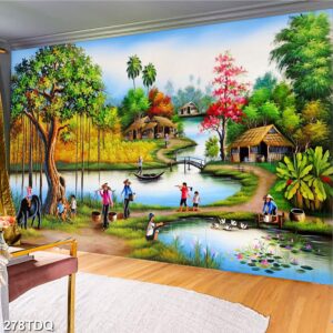 Tranh treo tường phong cảnh đồng quê – làng quê nông thôn Việt Nam