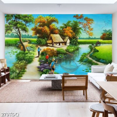 Tranh treo tường phong cảnh đồng quê – làng quê nông thôn Việt Nam