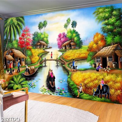 Tranh treo tường phong cảnh đồng quê – làng quê nông thôn Việt Nam