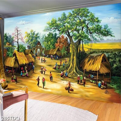 Tranh treo tường phong cảnh đồng quê – làng quê nông thôn Việt Nam