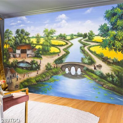 Tranh treo tường phong cảnh đồng quê – làng quê nông thôn Việt Nam