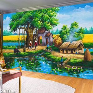 Tranh treo tường phong cảnh đồng quê – làng quê nông thôn Việt Nam