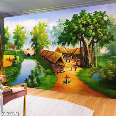 Tranh treo tường phong cảnh đồng quê – làng quê nông thôn Việt Nam