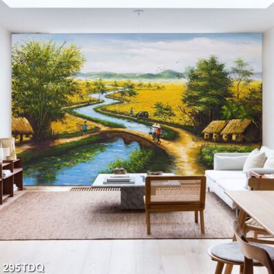 Tranh treo tường phong cảnh đồng quê – làng quê nông thôn Việt Nam