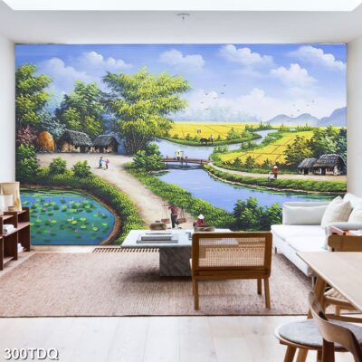 Tranh treo tường phong cảnh đồng quê – làng quê nông thôn Việt Nam