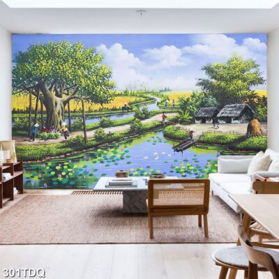Tranh treo tường phong cảnh đồng quê – làng quê nông thôn Việt Nam