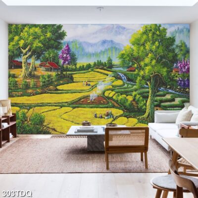 Tranh treo tường phong cảnh đồng quê – làng quê nông thôn Việt Nam