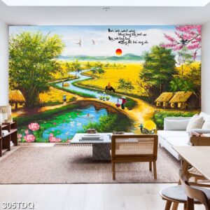 Tranh treo tường phong cảnh đồng quê – làng quê nông thôn Việt Nam