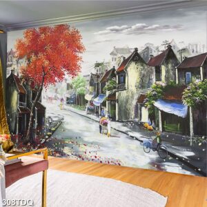 Tranh treo tường phong cảnh đồng quê – làng quê nông thôn Việt Nam