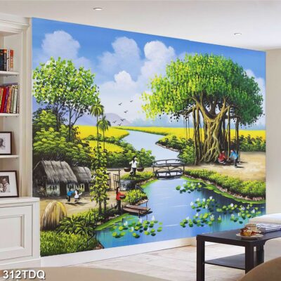 Tranh treo tường phong cảnh đồng quê – làng quê nông thôn Việt Nam