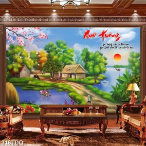 Tranh treo tường phong cảnh đồng quê – làng quê nông thôn Việt Nam