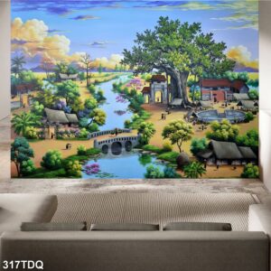 Tranh treo tường phong cảnh đồng quê – làng quê nông thôn Việt Nam