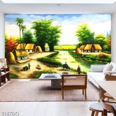 Tranh treo tường phong cảnh đồng quê – làng quê nông thôn Việt Nam